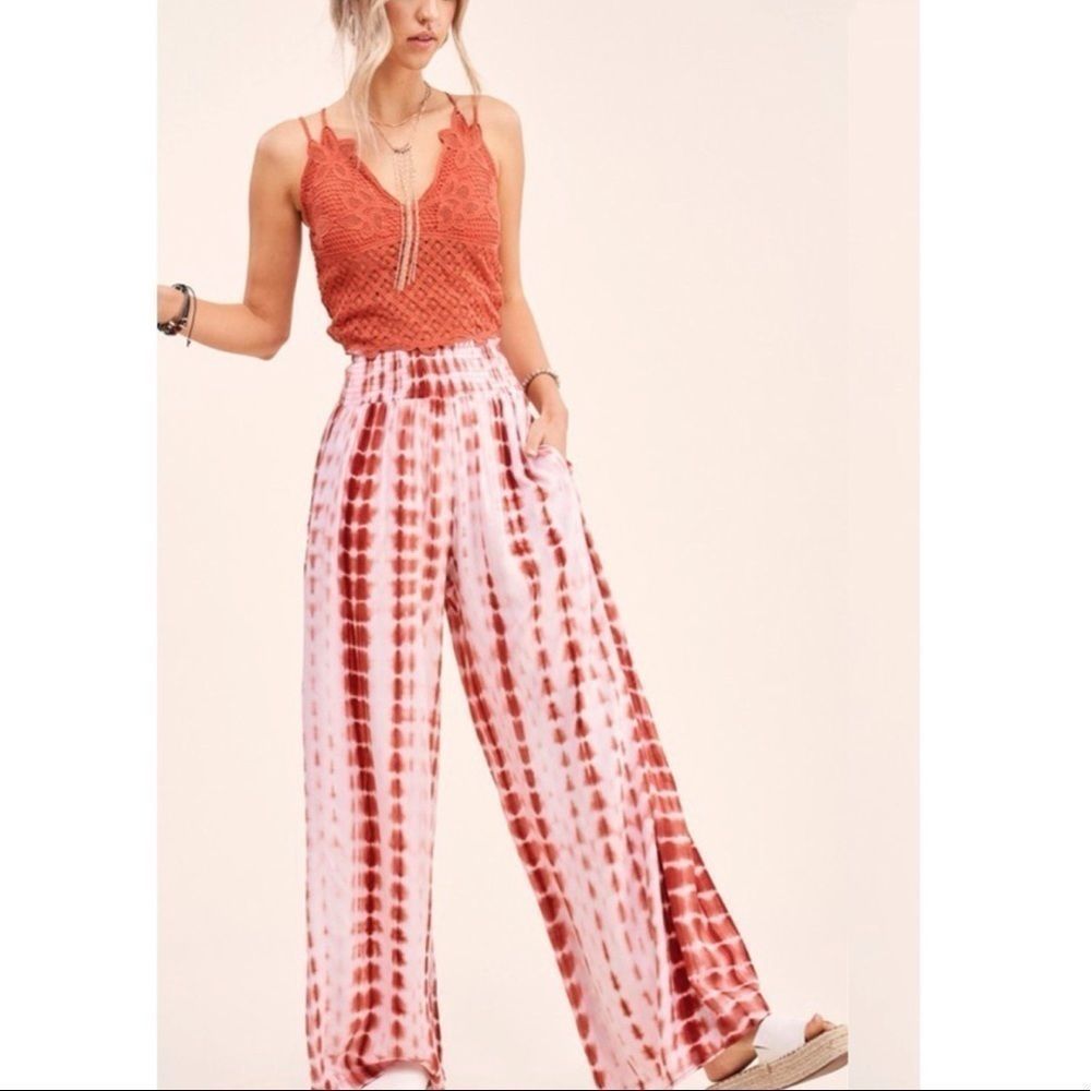 NWT La Miel Tie dye wide leg pants palazzo boho “Goddess”